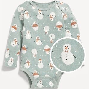 Old Navy 0-3m Light Blue Snowman Print Baby Longsleeve One Piece